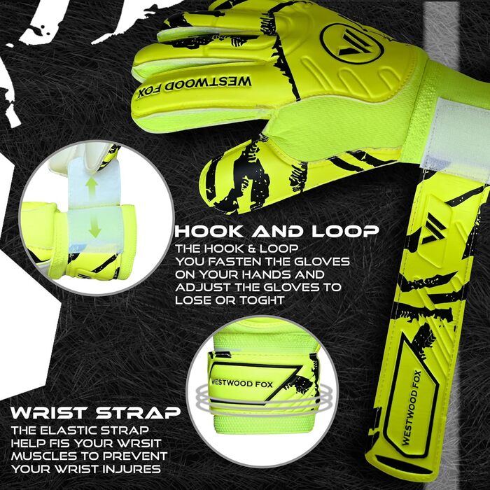 Воротарські рукавиці Westwood Fox Fingersave дитячі, підліткові, дорослі - Latex 4+3 мм, жовто-білі (розмір 4)