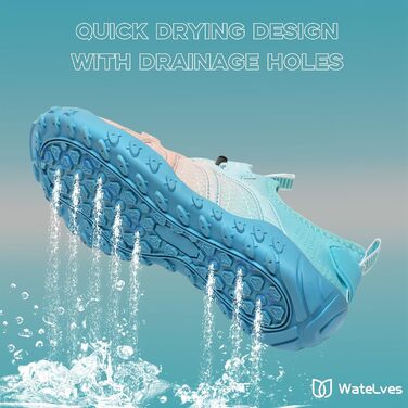 Взуття для плавання та відпочинку WateLves: чоловічі та жіночі шльопанці для пляжу, басейну та серфінгу, розмір 39 EU, рожевий та блакитний кольори