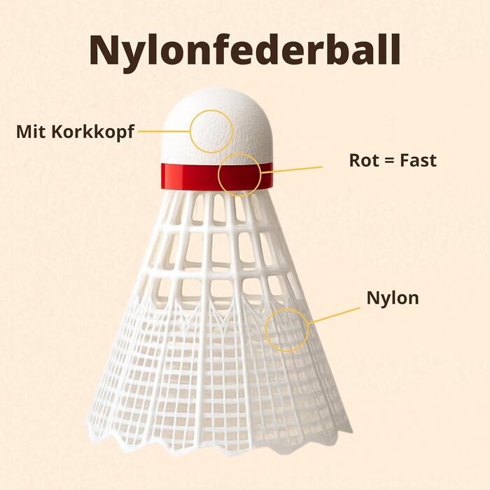 Набір для бадмінтону BEST SPORTING: Турнірні м'ячі 6 шт. (Нейлон, швидкі)