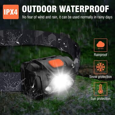 Налобний ліхтар HOSONIC LED з червоним та білим світлом, 2 шт. Водостійкий, 4 режими. Підходить для дітей, дорослих, кемпінгу, бігу, риболовлі.