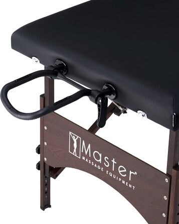 Портативний масажний стіл Master Massage Argo 71 см, складаний, масажне ліжко з ніжками з горіхового дерева, чорний, у комплекті сумка для транспортування