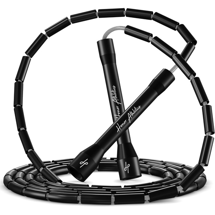 Стрибкове канат Honor Athletics 2.0 з перлами – регульований, з міцними ручками та ударостійкими перлами для ефективних тренувань. Чорний колір