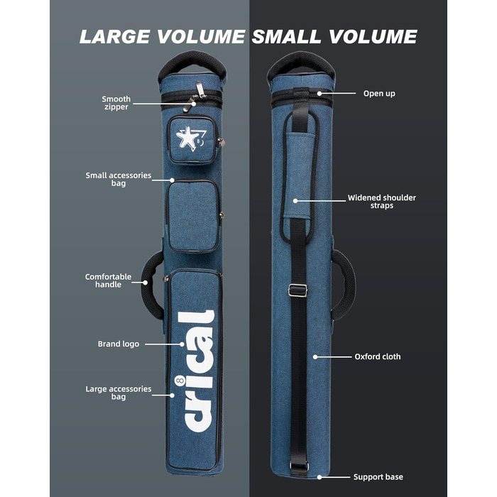 Кейс для більярдних київ CRICAL, 2 x 2 жорсткі кишені для снукеру, з штучної шкіри/оксфордського канвасу (синій)