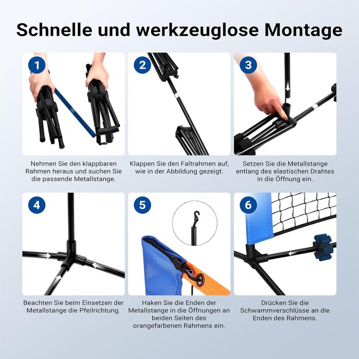 Сітка для піклболу NEEWER 6ft - широка сітка для бадмінтону, портативна, складна, для тренувань в приміщенні та на вулиці