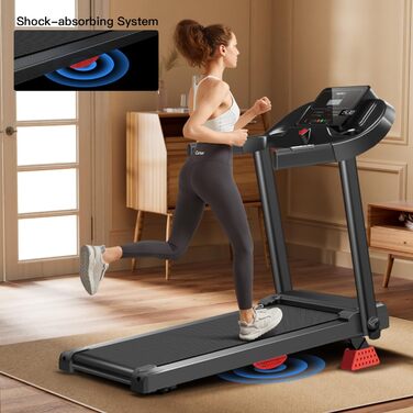 Біговий тренажер UMAY для дому, складаний, 14 км/год, 3.0PS/2200W з монітором серцевого ритму, APP та динаміками, 12 програм тренувань, максимальне навантаження 136 кг, нахил 15%