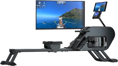 Гребний тренажер Skandika Nemo III Hybrid з водним та магнітним опором, 32 рівні електроні контролю опору, 15 програм, до 200 см, сумісний з додатком, для дому | Гребний тренажер, фітнес-обладнання для дому