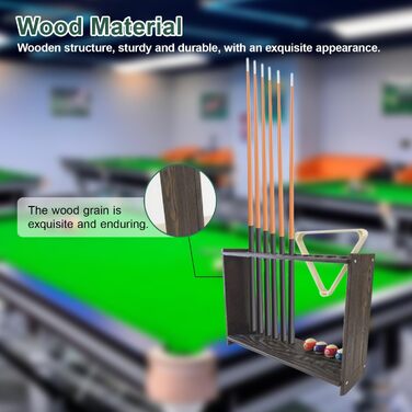 Стенд для київ для більярдних київ, куль та тримачів, дерев'яний, на 16 київ, 8 куль, 2 тримачі, для більярдного залу, клубу