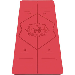 Йога-мат Liforme Zodiac Dog Red, екологічний, антиковзкий, з унікальною системою вирівнювання, біорозкладний