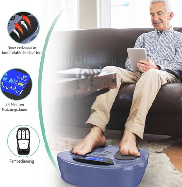 Creliver Medic Pro стимулятор кровообігу для ніг та стоп, EMS і TENS масажер проти втоми та болю, покращує циркуляцію крові, зменшує судоми, сіро-фіолетовий