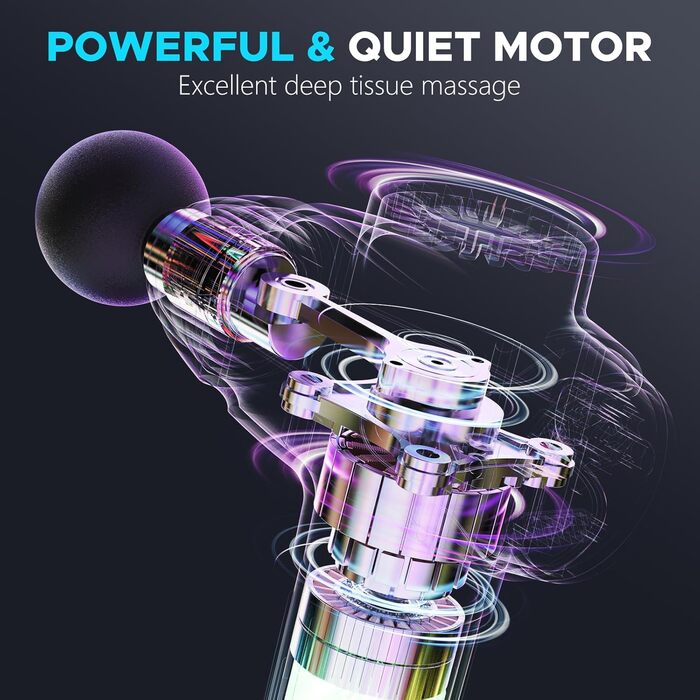 Масажер для м'язів: пістолет для масажу з 10 насадками, 30 швидкостей, для спорту та реабілітації