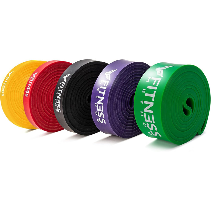 Еластичні гумки для фітнесу: набір 6шт/5шт для силових тренувань та домашнього спортзалу (жовтий, червоний, чорний, фіолетовий, зелений, синій)