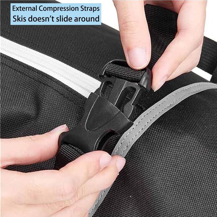 Чохол для лиж MOPHOEXII MOOCY: містка сумка для подорожей, підходить для лиж до 200 см, чорний з зеленим кантом