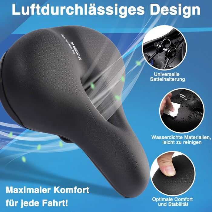 Велосипедне сідло Cloud Comfort Pro Max - Комфортне катання без болю. М'яке сідло з піною Memory, червоною смугою, для міських велосипедів, гірських велосипедів, універсальне, преміум-якість.