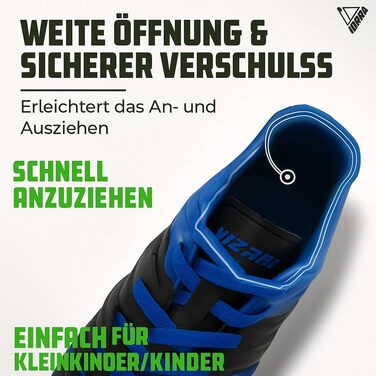 Дитячі футбольні бутси Vizari FG для штучного та натурального газону | Червоно-сині футбольні черевики для хлопчиків та дівчаток, розмір 33.5-38 (EU)