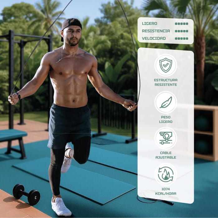 Скакалка Fitconi для кросфіту (алюміній) + 3 кабелі + стрічка, професійний, висока швидкість, подвійні стрибки, бокс, MMA