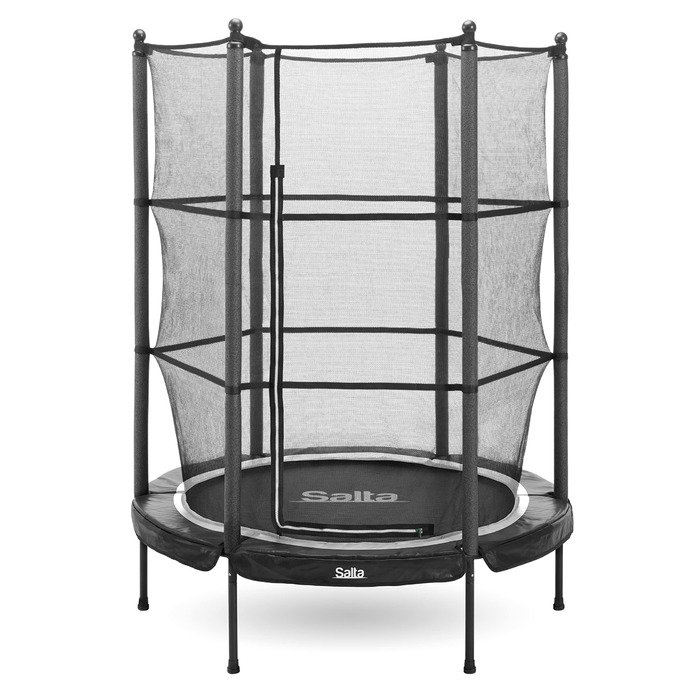 Батут дитячий Salta Junior Ø 140 см, чорний/рожевий, з сіткою, TÜV geprüft