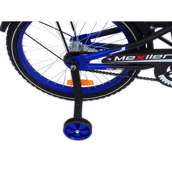 Дитячий велосипед Mexller BMX 20 дюймів, синій, з додатковими колесами