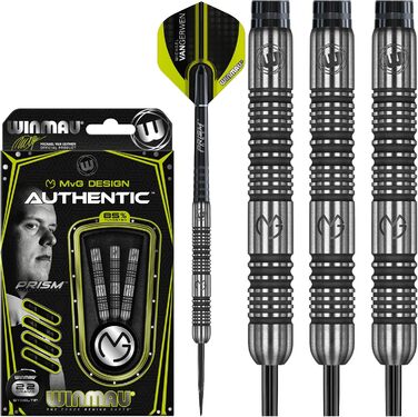 Дротики WINMAU Michael Van Gerwen MvG Authentic 22 г, професійні, вольфрамові, зі сталевим наконечником, з оперенням та хвостовиками