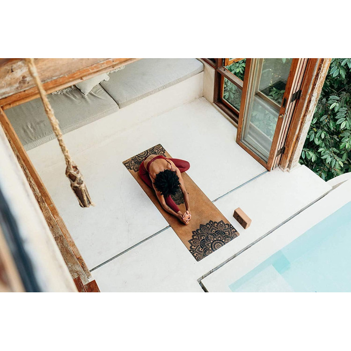 Еко-йога-мат Yoga Design Lab з корка для гарячої йоги, преміум-якість, студійний рівень, з ременем для перенесення
