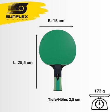 Професійна ракетка для настільного тенісу Sunflex® Color COMP G50: ITTF сертифіковане покриття, анатомічна ручка, для спортсменів та клубних гравців