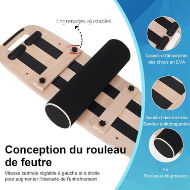 Дошка для балансу Holz з роликом та полицею, чорна - для дорослих, тренування рівноваги