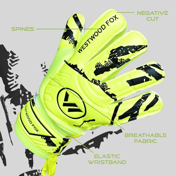 Воротарські рукавички WESTWOOD FOX Fingersave для дітей та підлітків. DumboLatex, 4+3 мм, GELB-WEIß, розмір 6 (8-10 років)