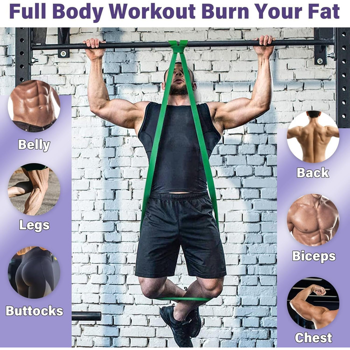 Набір еластичних стрічок WEXFFU 12 шт. для силових тренувань, йоги, пілатесу та фізіотерапії (з дверним анкером, ручками, чохлом)