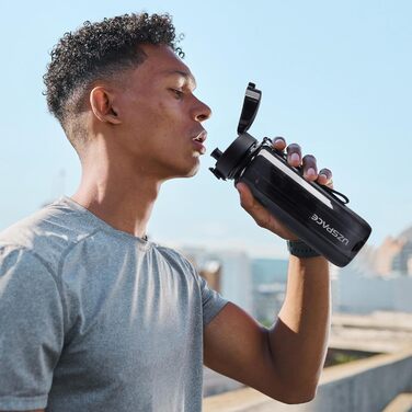 Водяна пляшка UZSPACE 750 мл: Tritan, без BPA, для дітей, велосипед, фітнес, Outdoor (чорний)