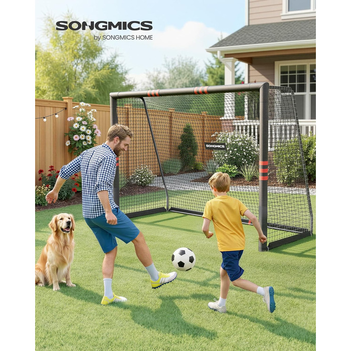 Футбольні ворота SONGMICS 300x200x120 см: сталеві, з сіткою PE, для саду, пляжу та вулиці