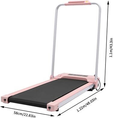 Електрична бігова доріжка складна Laufband, компактний Walking Pad 0,65–2 к.с., макс. 10 км/год, LED-дисплей, 20-дюймовий біговий ремінь, до 100 кг, для дому, офісу, спортзалу
