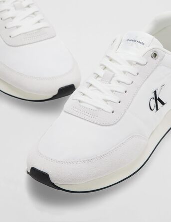 Чоловічі кросівки Calvin Klein Runner Retro Mix з логотипом, білі/чорні, розмір 43 EU