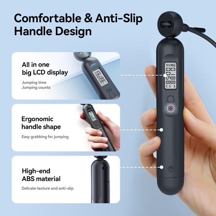 Скакалка Fitdays з лічильником, розумний вантажний канат для тренувань, регульований канат для початківців та професіоналів, Jump Rope з аналізом даних через APP, підрахунок калорій