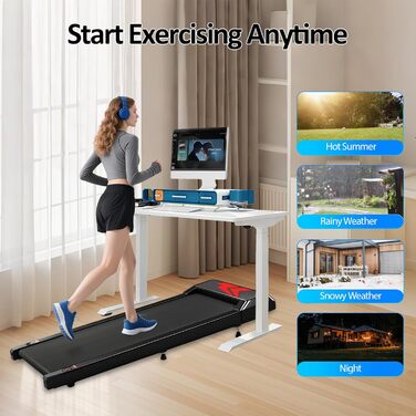 Біговий доріжка Romon для дому, Walking Pad з нахилом, компактний, подвійна амортизація до 120 кг, 2-6 км/год з LED-дисплеєм та Bluetooth APP, портативний, без монтажу, фітнес-обладнання для дому та офісу