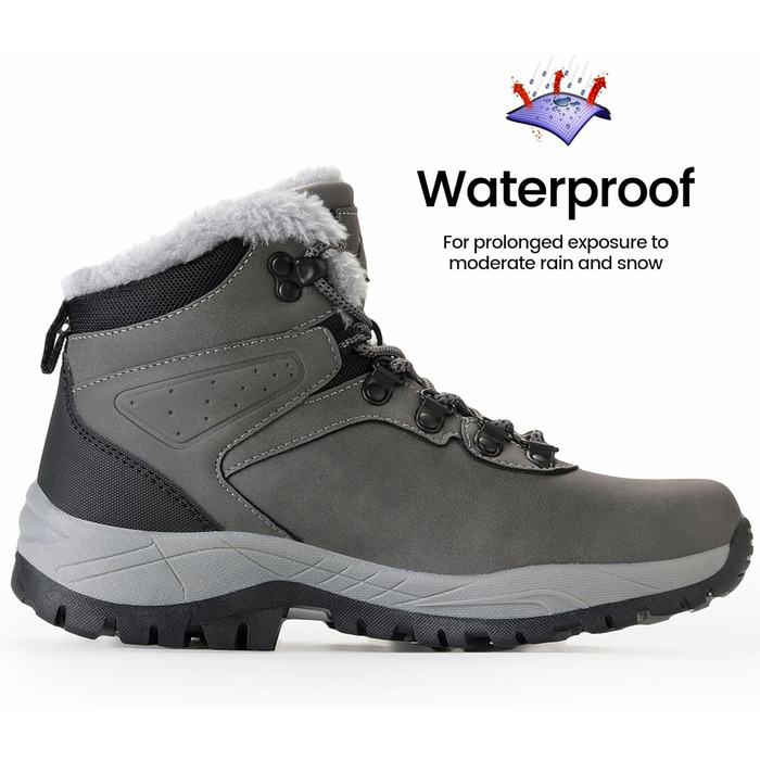 Жіночі зимові черевики CC-Los з теплим підкладкою, снігоступи, легкі, неслизькі (36 EU, сірий)