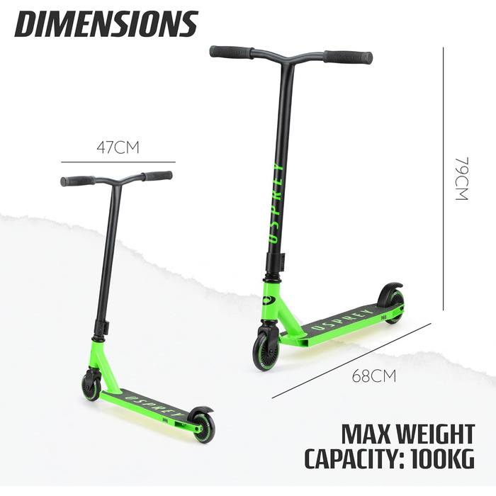 Самокат трюковий Osprey Stunt Pro 360: для дітей, підлітків та дорослих, з підшипниками ABEC 5, зелений