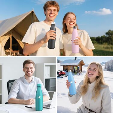 Фляга для води з нержавіючої сталі 750 мл - термофляга, без BPA, спортивна фляга, витримує вуглекислий газ, для фітнесу, велоспорту, армійсько-зелена