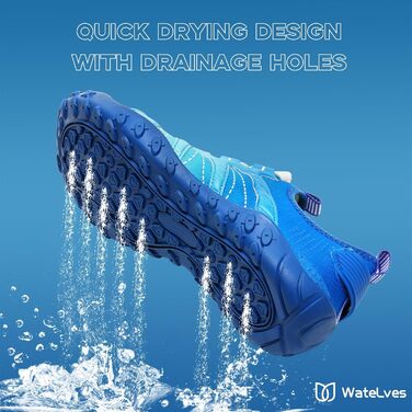 Чоботи для плавання WateLves: чоловічі та жіночі, для пляжу, басейну, серфінгу, 41 EU, світло-блакитні