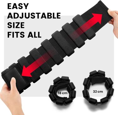 Ваги для ніг та рук, регульовані | Набір 2 шт (1 кг пара, 0,5 кг кожний) | Силіконові ваги на зап'ястя для жінок | Йога, Пілатес, танці, балет, біг, плавання, кардіо, чорний