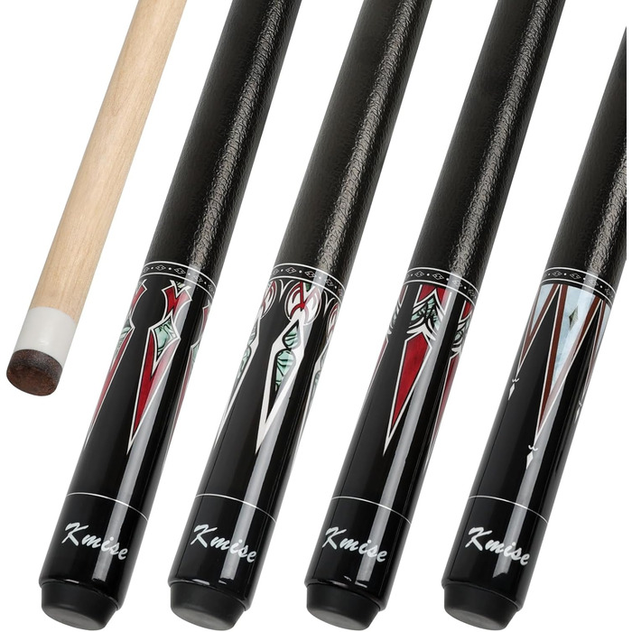 Більярдний кий Kmise Queue-Set 18-21oz з канадського акації, покращений хват, 4 кольори, з крейдою та рукавичкою