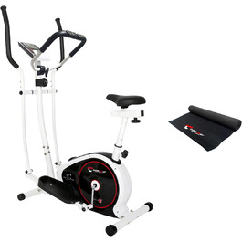 Ергометр Christopeit Crosstrainer CT 4 – 2-в-1 тренажер для ходьби та бігу з магнітною системою опору 7 кг, 8 рівнів навантаження, LCD-дисплей, датчики пульсу та підставка для планшета – для щадного впливу на суглоби (з килимком)