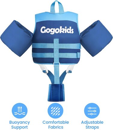 Дитяча жилетка-плавуча рятувальна жилетка для плавання від Gogokids, 2-6 років, 14-30 кг, блакитний акул