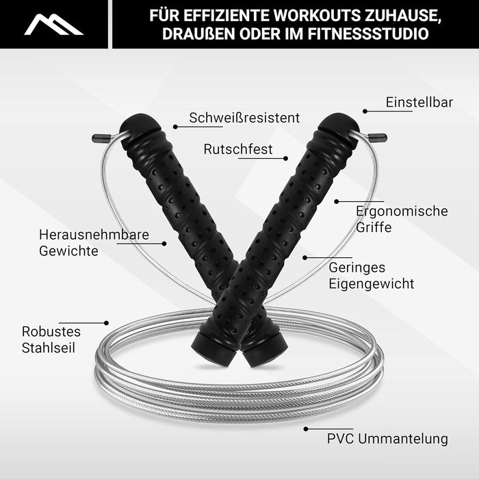 Скакалка зі сталі Professional Studio Quality з виносними вагами