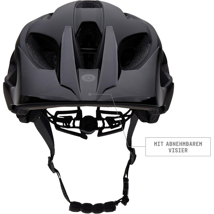 Велошолом AGU XC MTB для чоловіків та жінок, чорний, розмір L/XL (58-62 см), знімний козирок, вентиляція, In-Mold, EN1078