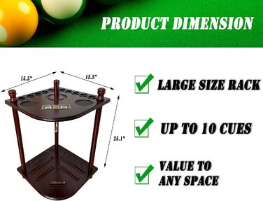 Стійка для більярдних київ на 10 київ Bodenständer, аксесуари для більярдного столу, 100% масивне дерево (махагон)