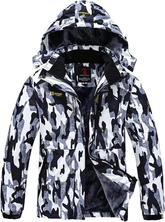 Жіноча зимова куртка YSENTO: водонепроникна, для катання на лижах, софтшелл, флісова, функціональна з капюшоном, білий (XXL, камуфляж)