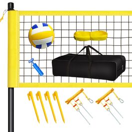 Набір для волейболу: мобільний волейбольний набір для саду, пляжу, газону. Регульована висота.