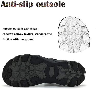 Чоловічі сандалі HEVA з натуральної шкіри для активного відпочинку, туризму та трекінгу, чорні, 41 EU