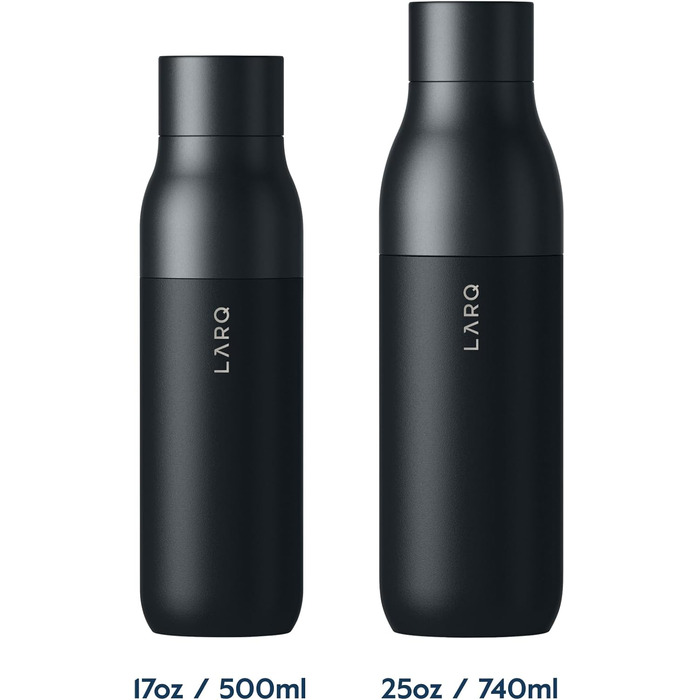Термобутилка LARQ Twist Top 500 мл, ізольована сталева, BPA-free, для води, збереження температури, чорна, для офісу, подорожей, кемпінгу