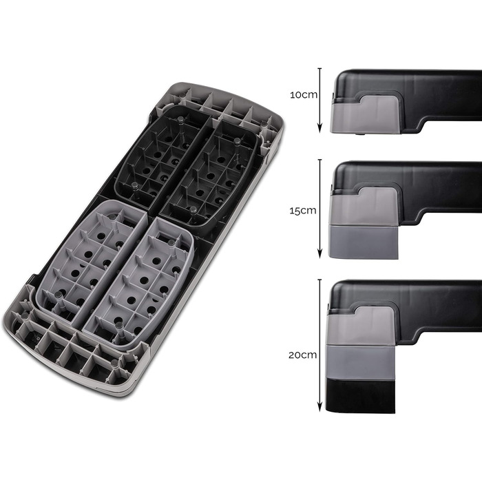 Степ-платформа POWRX XL Premium: 3 рівні, регулювання висоти, для дому, фітнес, степер, гімнастика, аеробіка