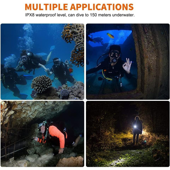 Ліхтар під водою Orcatorch D700: 1700 люмен, глибина до 150 м, акумулятор 21700